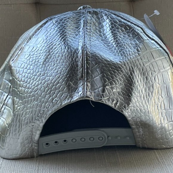 Men Hat Fashion Sport Cap Faux Leather Silver Tone Hat adjsutable - Picture 6 of 11